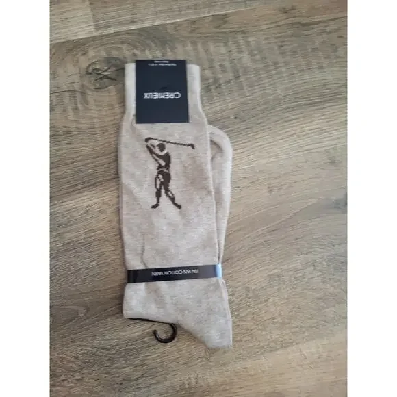 Cremieux Lot of 2 Italian Yarn Orange Brown Novelty Golf Dress Socks NEW - Picture 2 of 6